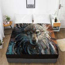 Lençol de cama personalizado com estampa digital 3d hd, lençol com elástico, king duplo, animal wolf, capa de colchão de cama 160x200cm 2024 - compre barato