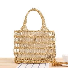 Gold Silver Straw Bag Handbag Women Summer Rattan Bag Girls Handmade Woven Beach Drawstring Shoulder Bags Bohemia Handbags Purse 2024 - buy cheap