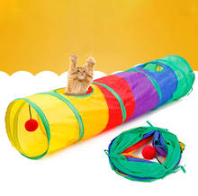 Gato túnel de armazenamento dobrável pendurado jogo bola proteção ambiental quebra-cabeça brinquedo do animal estimação arco-íris gato túnel 2024 - compre barato