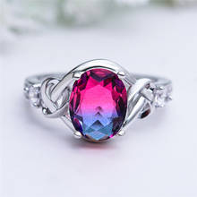 Mystic Oval Stone Rainbow Gradient Zircon Engagement Rings For Women Luxury Wedding Jewelry Female Boho Multicolor Crystal Ring 2024 - buy cheap