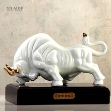 Ceramic Creative Lucky Cow Bull Home Decor Crafts Room Decoration Handicraft Cattle Porcelain Animal Figurines Office Decoration 2024 - buy cheap