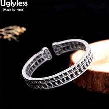 Uglyless Can't Move Beads Real 999 Pure Silver Hollow Bangles for Women Abacus Designer Thai Silver Bangles FU Character Jewelry 2024 - buy cheap