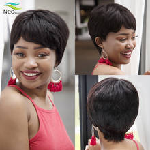 Peluca de cabello humano con corte Pixie para mujeres negras, pelo corto con flequillo, barata, envío gratis 2024 - compra barato