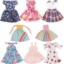 Roupas de boneca vestidos frente única e sem mangas vestidos estampados para bonecas de 14 tamanhos presentes de brinquedo de menina aniversário 2024 - compre barato