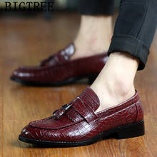 Crocodile Shoes For Men Formal Italian Dress Leather Shoes Men 2022 Fashion Slip Dress Office Shoes Men Classic Brown Dress Buty 2024 - buy cheap
