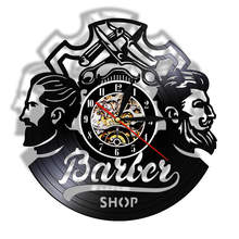 Relógio de parede decorativo para salão de cabeleireiro, logotipo de barbearia, decoração vintage de vinil, registro de cabelo, acessórios para cabeleireiro 2024 - compre barato