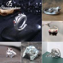 Shuangshuo-anillo con forma de rana para mujer, sortija ajustable, estilo bohemio, Retro, Punk, Animal, regalo de amistad 2024 - compra barato
