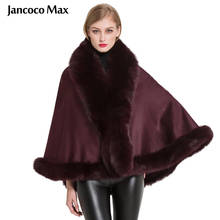 Capa feminina de pele de raposa real, poncho com estilo caxemira, capa grossa e quente com manto de pele alta qualidade s7358 2024 - compre barato