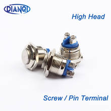 16mm Metal brass Push Button Switch High round 1NO momentary Car press button screw terminal Pin terminal 16GT.F 2024 - buy cheap
