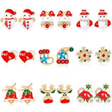 Christmas Series Ear Stud Earring Fashion Enamel Cute Christmas Snowman Bell Deer Design Women Earrings Bijoux Gift BAZH 2024 - buy cheap