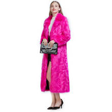 Супер Длинное меховое пальто для женщин 2020, Зимняя мода, новинка, имитация лисьего меха, костюм с воротником и длинными рукавами, теплое меховое пальто, н1011 2024 - купить недорого