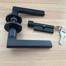 LCH Modern Style Aluminium Alloy Matte Black Door Handle Knob With Lock Keys  Hardware Furniture Pull 2024 - buy cheap