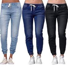 2021 Fashion Denim Pants Women  Casual Foot lantern Drawstring Elastic Waist Jeans Loose Denim Long Pants Women Jeans 2024 - buy cheap