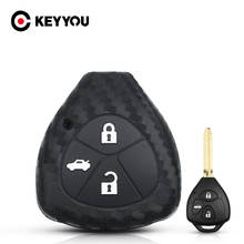 KEYYOU для Toyota Corolla Camry Reiz RAV4 Crown Avalon Venza Matrix Blank 3 Button чехол дистанционного брелока Carbon силиконовый чехол для ключей от машины 2024 - купить недорого