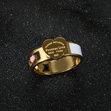 Dainty Luxury Jewelry Gold Color Stainless Steel Forever Love Enamel Heart Ring For Women Finger Rings For Women Jewelry Gifts 2024 - купить недорого