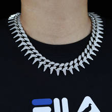 2022 Hip Hop Rock Punk Spiked Choker Necklace With Clear Bling 5A Cubic Zirconia Paved For Men Boy Charm Party Gift Jewelry 2024 - buy cheap