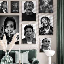 Póster Artístico de retrato en blanco y negro de America Rapper Wiz Khalifa, impresiones artísticas de cantante de música Hip-Hop Cool Boy, decoración de pared para Bar Pub Club 2024 - compra barato