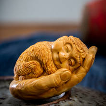 7cm Little Wukong Wood Carving Boxwood Sculpture Feng Shui Animal Monkey Buddha Hand Statue Home Decor 2024 - buy cheap