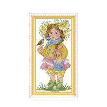 Spring girl cross stitch kit aida 14ct 11ct count print canvas cross stitches   needlework embroidery DIY handmade 2024 - buy cheap