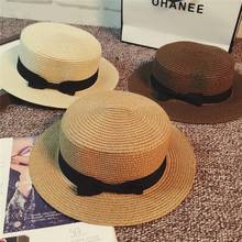 CANZE Women Summer Straw Hat Sunscreen Sunshade Hat Vintage British European American Bowknot Flat Top Hat Outdoor Beach Hat 2024 - buy cheap