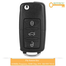KEYECU Flip Remote Control Car Key for Volkswagen Caddy EOS Golf Plus Sirocco Tiguan Touran Touran, 3 Btns - 434MHz - 1K0959753G 2024 - buy cheap