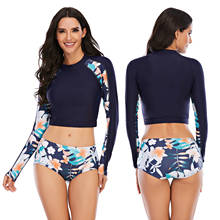 Camisa feminina para corrida, roupa de banho para mulheres com estampa retrô para surfar, biquíni de duas peças 2024 - compre barato