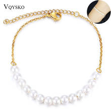 Trendy White Pearl Charm Bracelets For Women Girls Bohemia Stainless Steel Link & Chain Beach Bracelet gift 2024 - buy cheap