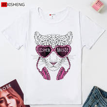 Женская футболка с забавным леопардовым принтом 2024 - купить недорого