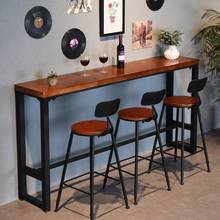 Bar Table With Solid Wood Against Wall, Narrow Table, Bar Table And Chair Combination, Retro Small Bar Table, Domestic High Foot 2024 - купить недорого