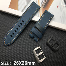 Brand Genuine soft cow Leather watchband Handmade blue Band Retro Watch belt 24mm 26mm for Panerai strap Man buckle free tools 2024 - buy cheap