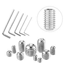 400 pces grub parafusos conjunto m3 \ 4 \ 5 \ 6 \ 8 aço inoxidável hex grub parafuso cone ponto conjunto parafuso allen chave parafuso com chave na caixa de pp 2024 - compre barato