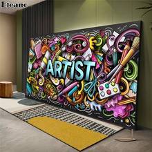 Abstract Art Print Colorful Letters and Brush Tool Poster Canvas Painting Wall Art Unframed Nordic Modern Home Decor Picture 2024 - buy cheap