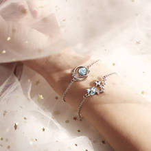 Estrelas femininas pulseiras azul rosa geométrica pulseira de metal simples pulseira menina jóias acessórios 2024 - compre barato