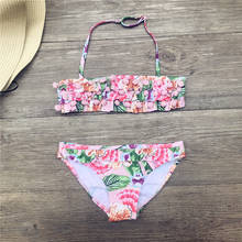 Bikini Floral para niñas, ropa de playa de dos piezas, bañador dividido, traje de baño para bebés 2024 - compra barato
