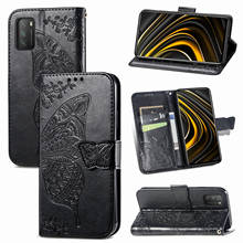 PocoM3 Cute Butterfly Case for Xiaomi Poco M3 (6.53in) XIG01 Cover Flip Leather Stand Card Wallet Book Black Xiao Mi 3M M2010J19 2024 - buy cheap