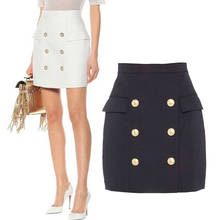 Minifalda de tubo para mujer, falda Formal profesional con doble botonadura, color blanco y negro, para oficina, 2020 2024 - compra barato