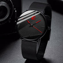 2021 Fashion Men's Watches Simple Men Business Ultra Thin Stainless Steel Mesh Belt Quartz Watch Minimalist Wristwatches for Man 2024 - buy cheap