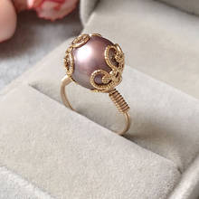 11MM Natural Purple Pearl Rings Gold Filled Knuckle Ring Mujer Boho Bague Femme Handmade Minimalism Jewelry Rings for Women 2024 - buy cheap