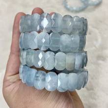 aquamarine stone beads bracelet natural gemstone bangle energy stone jewelry for woman for gift wholesale ! 2024 - buy cheap