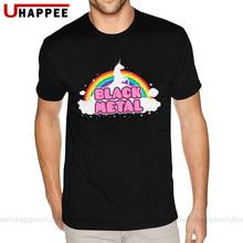 Oversized Black Metal Unicorn Tshirt for Men Personalized Short Sleeved Full Cotton Crew Tee Shirts 2024 - buy cheap