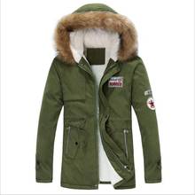 Jaqueta quente e grossa masculina, casaco longo de inverno com gola de pele verde militar, casaco de algodão parka para homens, novo, 2021 2024 - compre barato