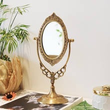 Dresser Makeup Mirror зеркало косметическое Nordic Style Brass Carved Retro Light Luxury Decoration Simple Creative Mirrors 2024 - buy cheap