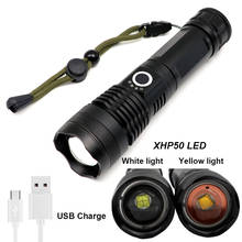 White or Yellow light USB charge zoom flashlight torch XHP50 LED 26650 18650 AAA battery Work light lantern for Camp Hike Hunt 2024 - buy cheap