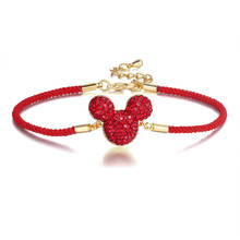 MIQIAO Gold Plated Red String Cord Micke Cute Mouse y Animal Armband Wrist Chains Bracelet for Women Couple Friends Gift Jewelry 2024 - buy cheap