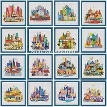New color city 2 patterns Counted Cross Stitch 11CT 14CT 18CT DIY wholesale Chinese Cross Stitch Kits Embroidery Needlework Sets 2024 - купить недорого
