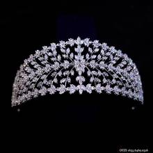 Impresionante corona de boda de Circonia cúbica, diademas de noche de cristal, diademas de novia, accesorios para el cabello, joyería de Graduación 2024 - compra barato