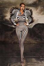 New Style Zebra Pattern Jumpsuit Women Singer Sexy Stage Outfit Bar DS Dance Cosplay Bodysuit Costume Prom Clothes 2024 - buy cheap