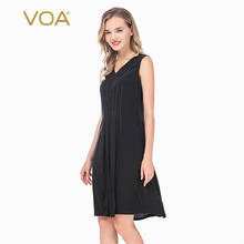 Vestido de verão voa em seda jacquard preto, 22m, ae150, coração de frango, gola, tucker, feminino, sem mangas, vestidos grandes para mulheres 2024 - compre barato