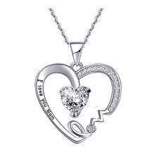 Fashion Crystal Heart Pendant Necklace for Women Mum Peach Heart Multi Color Engraved Pendant I Love You Mom Mother's Day Gift 2024 - buy cheap