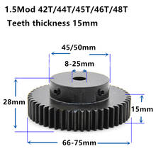Engranaje piñón de alta frecuencia para espinillas, 1,5 M, 42T, 45T, 48T, 15mm de ancho, 1,5 MOD, 45 dientes de diámetro, 8-25mm, cnc 2024 - compra barato